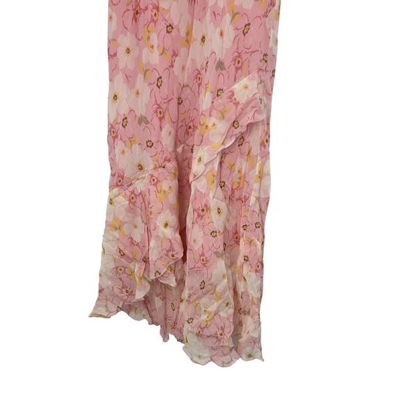 VTG JACLYN SMITH SZ 8 SILK Y2K FLORAL FAIRY DRAPPED NECK LINE RUFFLE MIDI DRESS - Picture 5 of 5